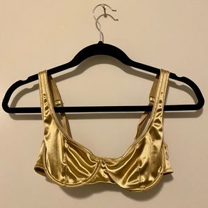 Gold metallic underwire bra